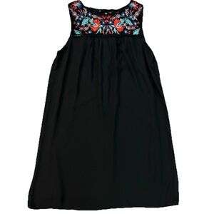 Luxology Sleeveless Embroidered Lined Black Dress Size 6